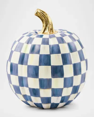 Mackenzie-childs Royal Check Small Pumpkin In Blue