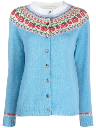 Mackintosh Killian Fair Isle Knit Cardigan In Blue