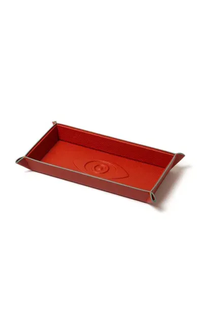 Madame Malachite Talisman Vide Poche Leather Tray In Orange