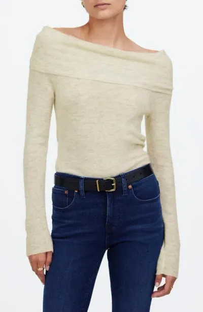 Madewell Alpaca Blend Off The Shoulder Sweater In Heather Alabaster