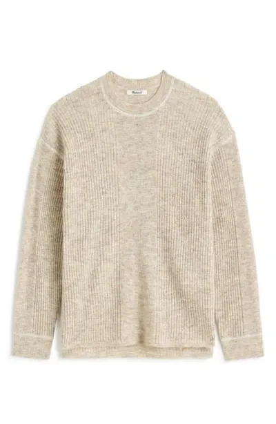 Madewell Crewneck Alpaca Blend Rib Sweater In Heather Stone