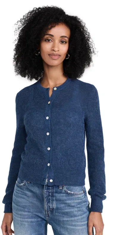 Madewell Lightweight Alpaca Crew Cardigan Heather Blue Jay