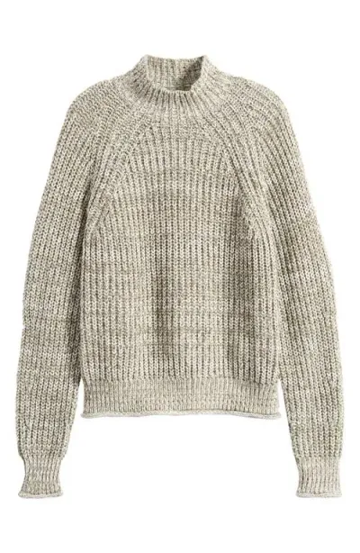 Madewell Marled Cotton Mock Neck Sweater In Marled Ivy Combo