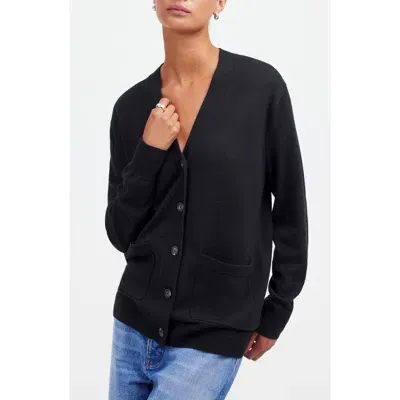 Madewell Merino Wool Boyfriend Cardigan In True Black