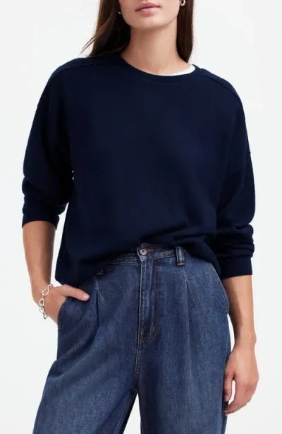 Madewell Merino Wool Pullover Sweater In Deep Navy