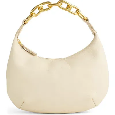 Madewell Micro Chain Handle Leather Hobo Bag In Neutral