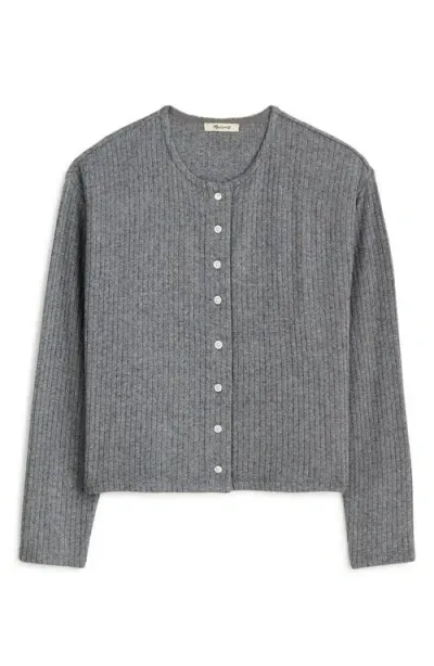 Madewell Relaxed Rib Button Front Cardigan In Heather Grey