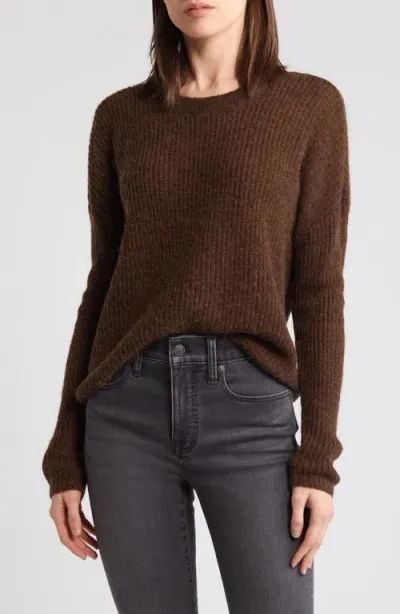 Madewell Ribbed Crewneck Sweater In Heather Cocoa