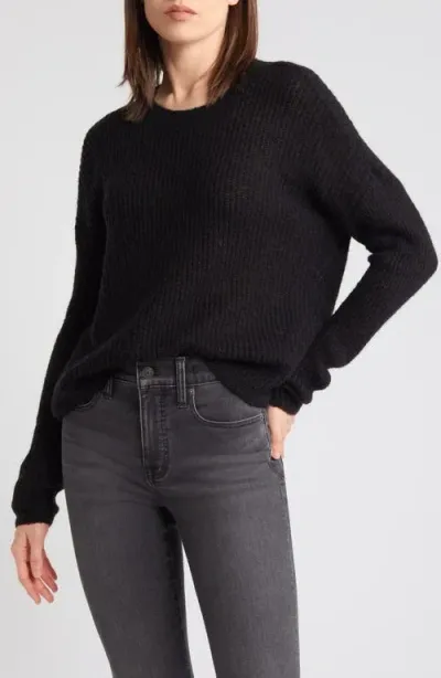 Madewell Ribbed Crewneck Sweater In True Black