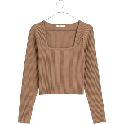 Madewell Square Neck Ottoman Sweater In Light Umber