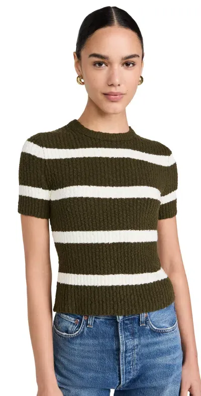 Madewell Stripe Amanda Cotton Boucle Tee Expedition Green/cream Stripe