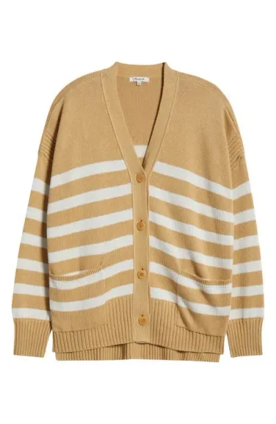 Madewell Stripe Cotton Blend Cardigan In Desert Dune