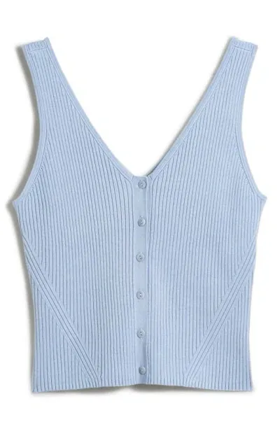 Madewell The Signature Knit Button Front Sweater Tank In Craft Blue