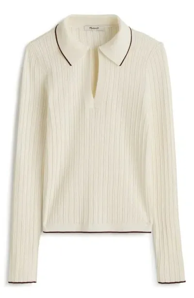 Madewell The Signature Knit Johnny Collar Sweater In Winter White