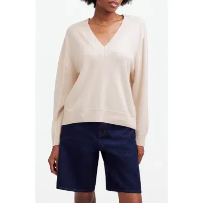 Madewell V-neck Cashmere Sweater In Heather Oat