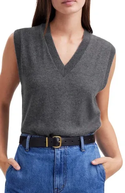 Madewell V-neck Cashmere Sweater Vest In Heather Pyrite