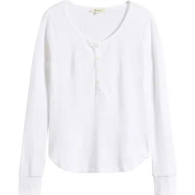 Madewell Waffle Knit Scoop Neck Henley Top In Eyelet White