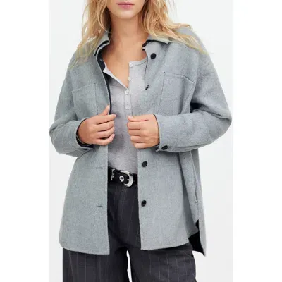 Madewell Wool Blend Double Face Long Shirt Jacket In Heather Coal