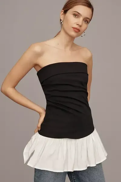 Maeve Asymmetrical Tube Top In Black