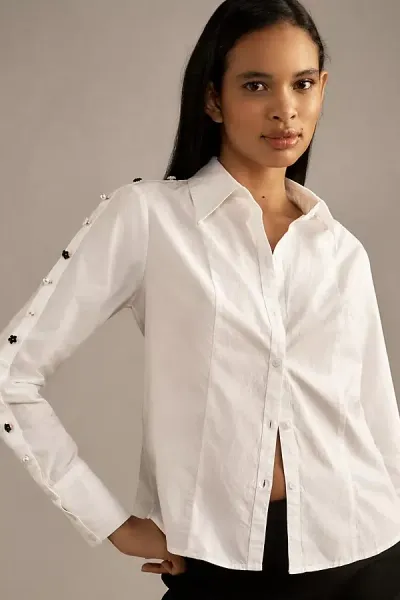 Maeve Button-sleeve Shirt In White