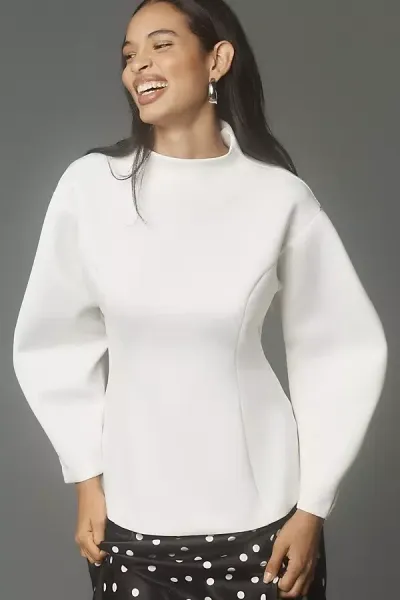 Maeve Neoprene Hourglass Pullover In White