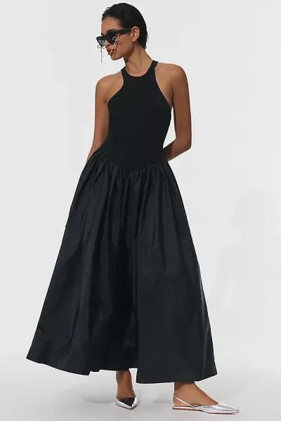 Maeve Sleeveless Crew-neck Drop-waist Maxi Dress In Black