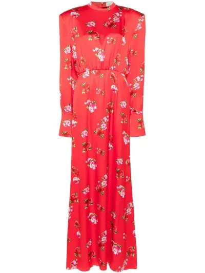 Magda Butrym All-over Floral Print Silk Gown In Red