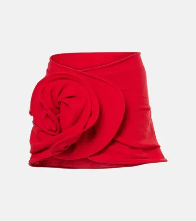 Magda Butrym Floral-appliqué Wool-blend Miniskirt In Red