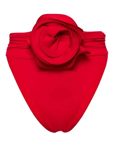 Magda Butrym Flower-appliqué Bikini Bottoms In Red