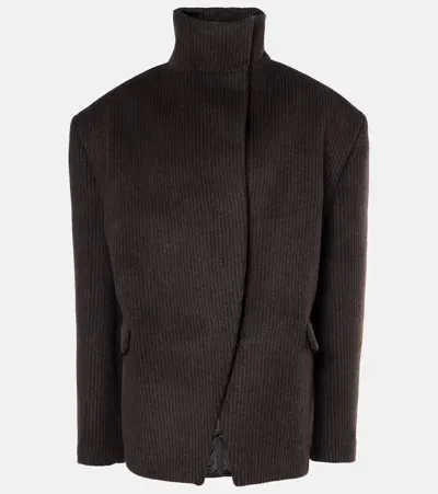 Magda Butrym Ribbed-knit Wool And Alpaca Jacket In Brown