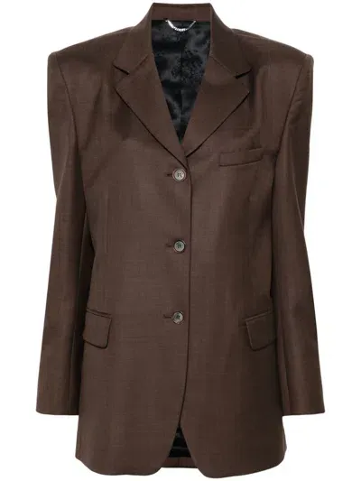 Magda Butrym Single-breasted Wool Blazer In Brown