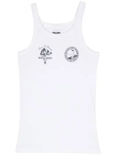 Magliano Logo-print Ribbed Top In White