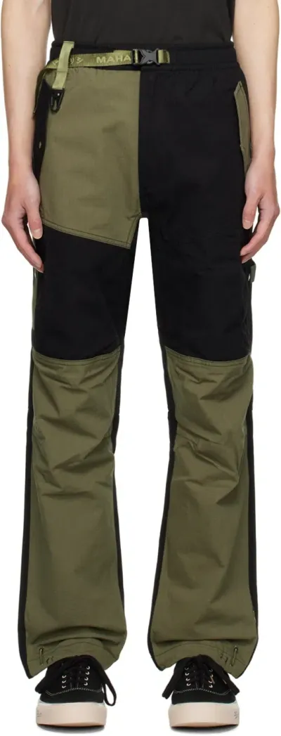 Maharishi Black & Khaki Simtex Cargo Track Pants In Multi