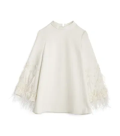 Maison Ava Kids' Feather-trim Anouk Dress In Ivory