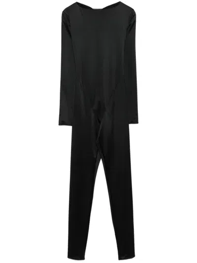 Maison Close Open-back Long-sleeve Jumpsuit In Black