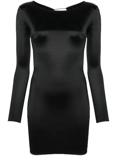 Maison Close Open-back Long-sleeve Mini Dress In Black