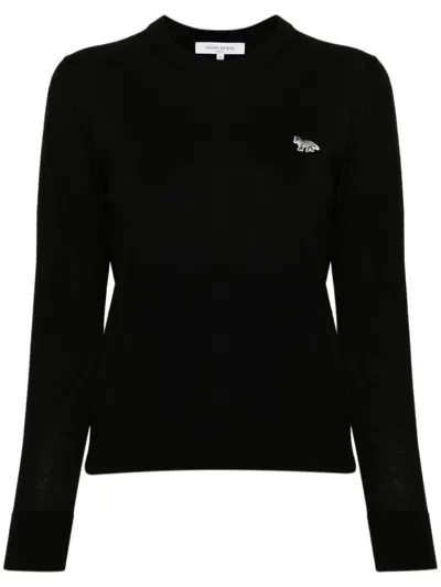 Maison Kitsuné Baby Fox-patch Sweater In Black