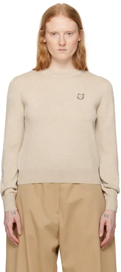 Maison Kitsuné Beige Bold Fox Head Sweater In H218 Light Beige