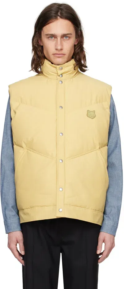 Maison Kitsuné Beige Press-stud Down Vest In P357 Canvas