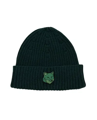 Maison Kitsuné Bold Fox Head Beanie In Black