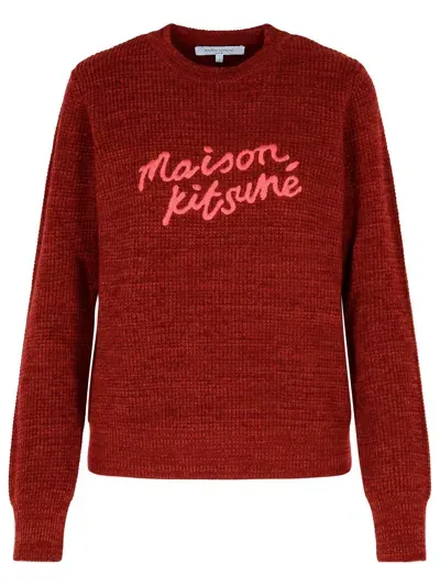 Maison Kitsuné Burgundy Wool Sweater In Dark Red