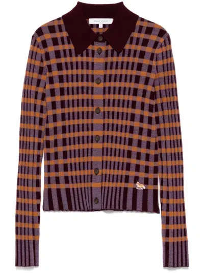 Maison Kitsuné Checked Knitted Shirt In Multi