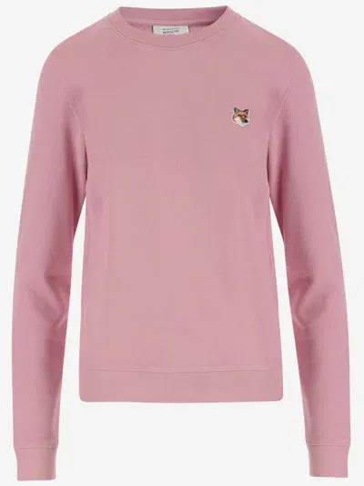 Maison Kitsuné Maison Kitsune' Cotton Sweatshirt With Logo In Pink