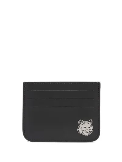 Maison Kitsuné Fox Head Cardholder In Black