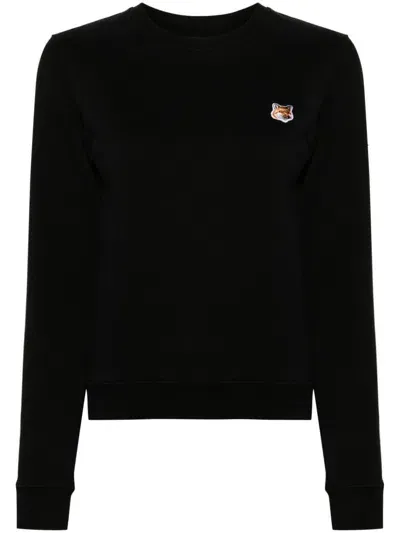 Maison Kitsuné Fox Head Cotton Jumper In Black