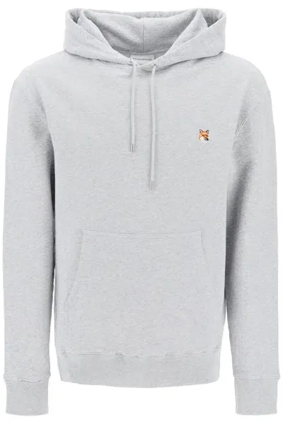 Maison Kitsuné Maison Kitsune Fox Head Hooded Sweatshirt In Grey