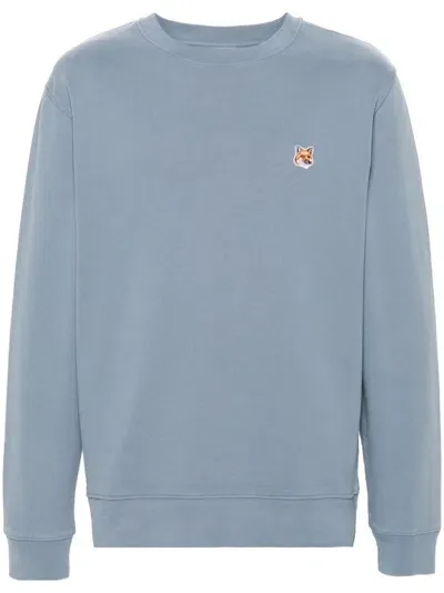 Maison Kitsuné Fox Head-patch Sweatshirt In Blue