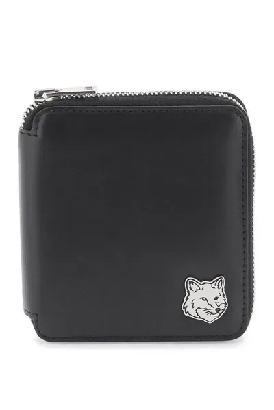 Maison Kitsuné Black Fox Head Square Zipped Wallet