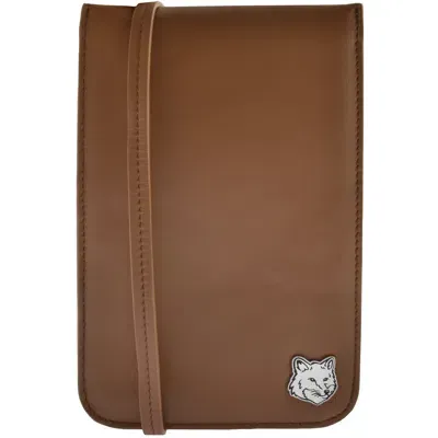 Maison Kitsuné Maison Kitsune Fox Head Pouch Bag Brown