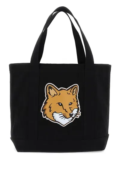 Maison Kitsuné Fox Head Tote Bag In Black